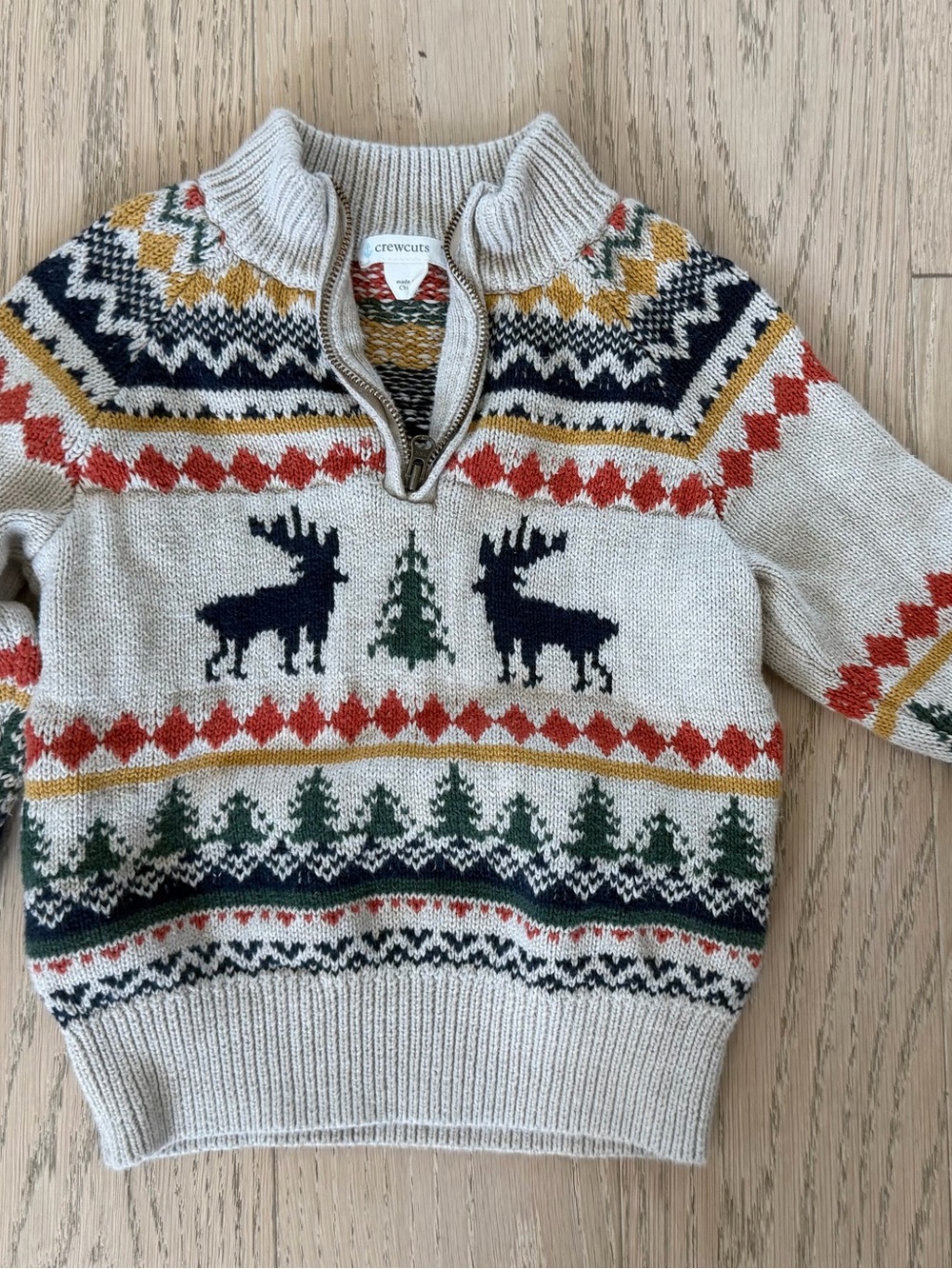 crewcuts cream and multicolor knit holiday sweater